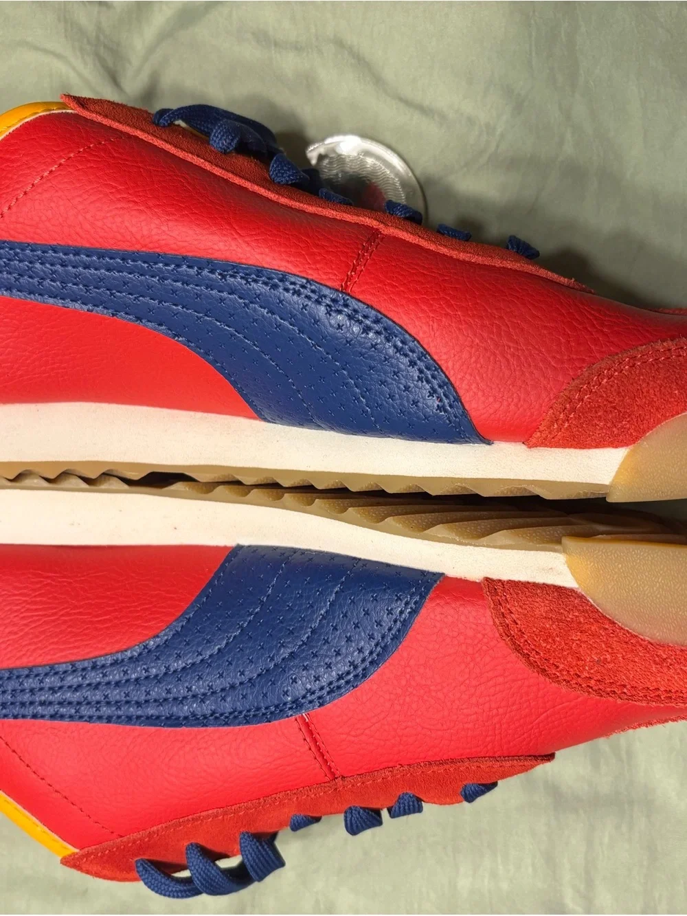 Puma Red Sneakers with Blue Formstripe and Yellow Lining